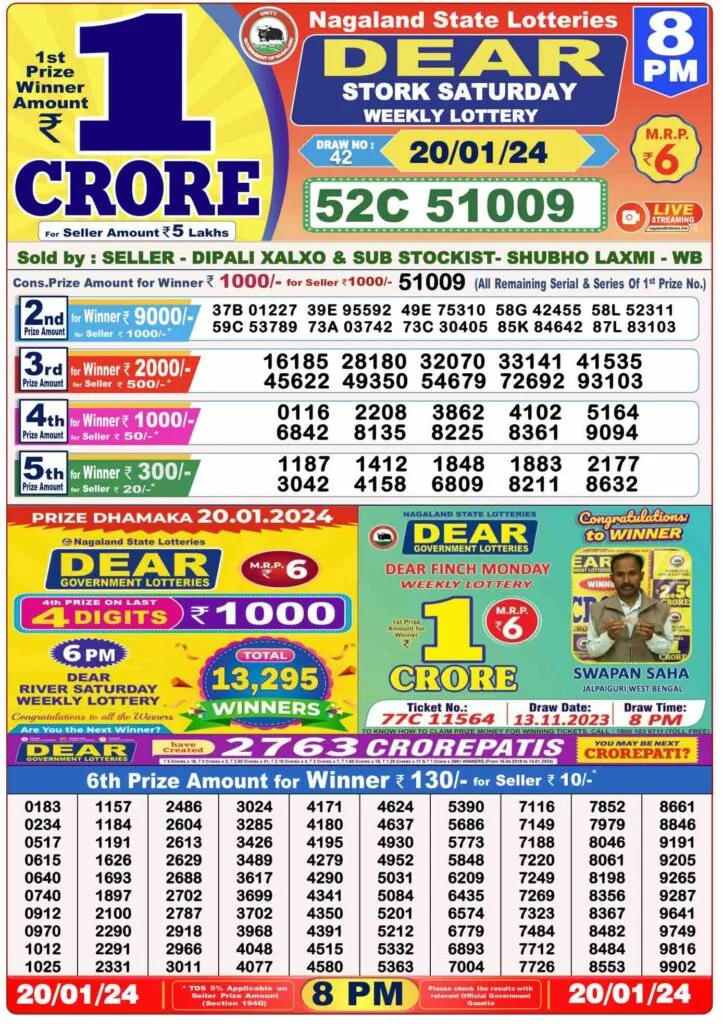 Dear lottery result 8pm