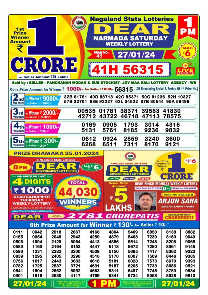 Nagaland State Lottery 1pm